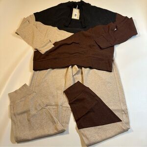 NWT Pact 100% Organic Cotton Airplane Color Block SET Sweatshirt & Joggers